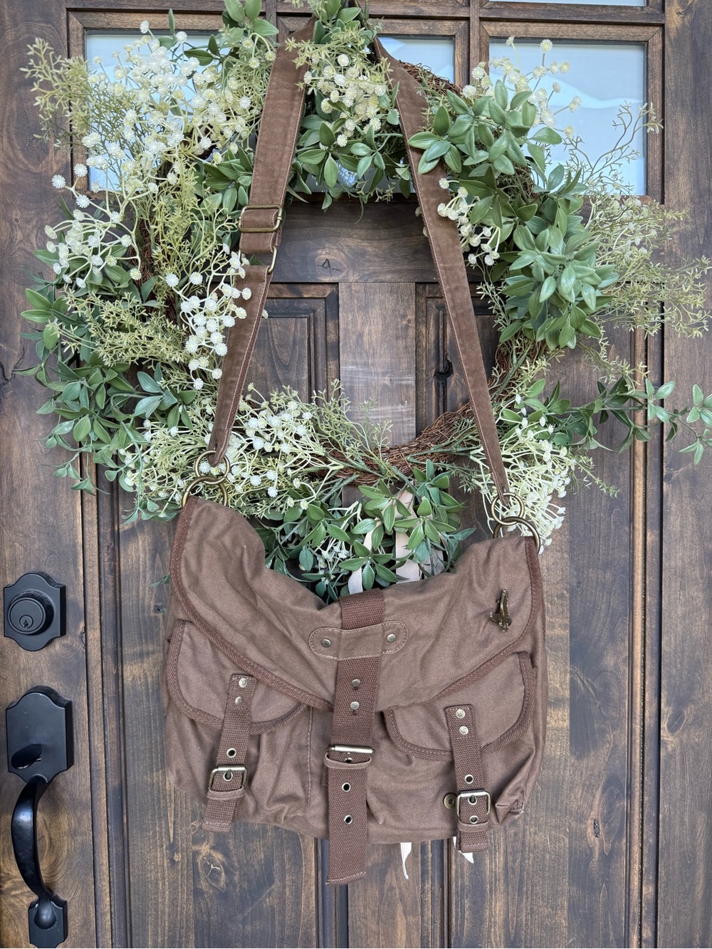 Y2K Vintage American Eagle Brown Canvas Buckle Messenger Bag